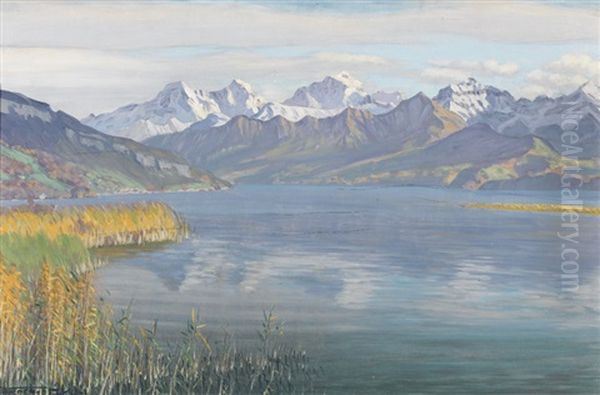 Novembertag Am Thunersee Oil Painting by Waldemar Theophil Fink