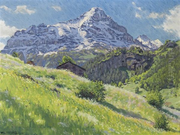 Morgenstimmung Bei Grindelwald Oil Painting by Waldemar Theophil Fink