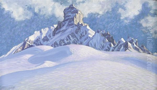 Winterliche Ansicht Des Nunihorns Bei Adelboden Oil Painting by Waldemar Theophil Fink