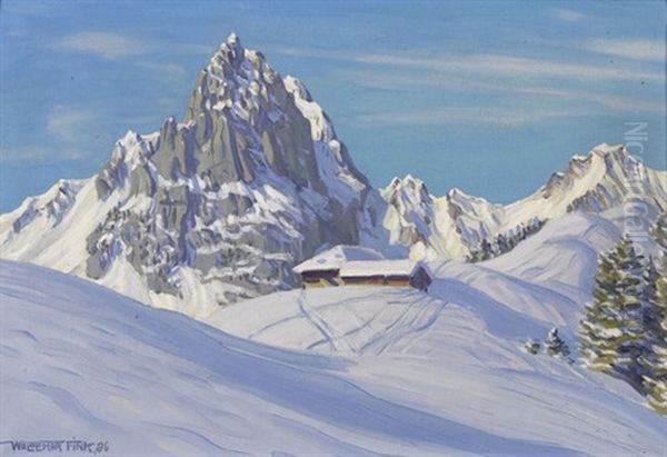 Winterliche Berglandschaft Oil Painting by Waldemar Theophil Fink