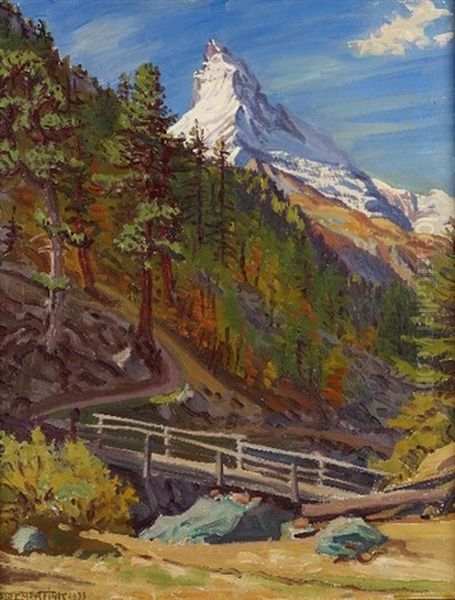 Herbst An Der Berg Um Findelen, Zermatt Oil Painting by Waldemar Theophil Fink