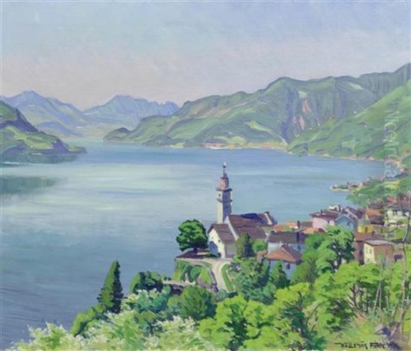 Blick Auf Ronco Im Tessin Oil Painting by Waldemar Theophil Fink