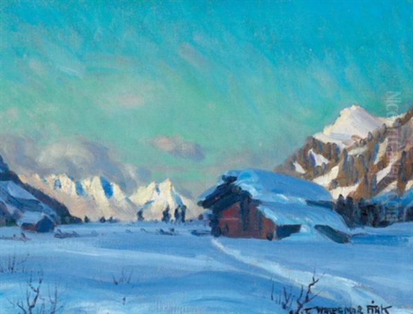 Wintervorabend Bei Kandersteg by Waldemar Theophil Fink