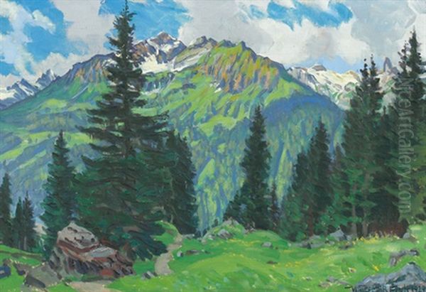 Landschaft Bei Wengen Oil Painting by Waldemar Theophil Fink