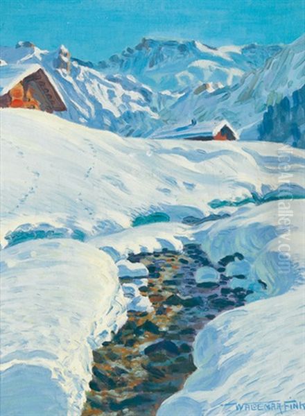 Wintersonne Am Engstligenbach Oil Painting by Waldemar Theophil Fink