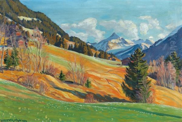 Aprilvorabend Bei Gstaad Oil Painting by Waldemar Theophil Fink