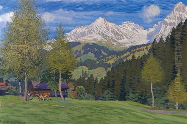 Adelboden Oil Painting by Waldemar Theophil Fink