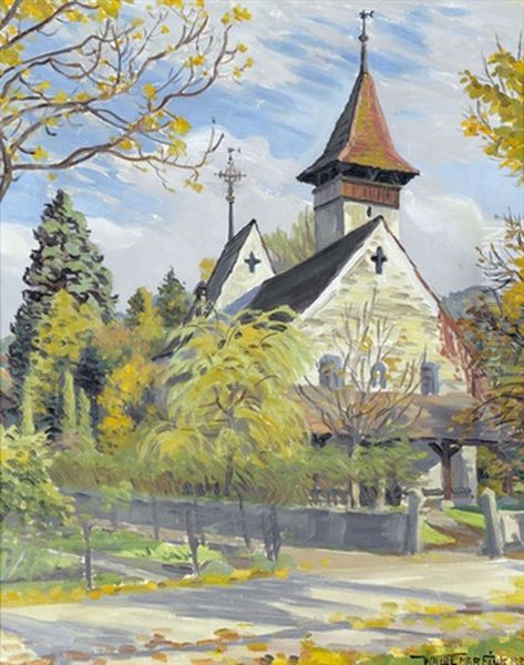 Kirche Von Scherzlingen Oil Painting by Waldemar Theophil Fink