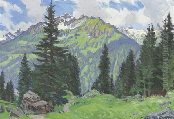 Landschaft Bei Wengen Oil Painting by Waldemar Theophil Fink