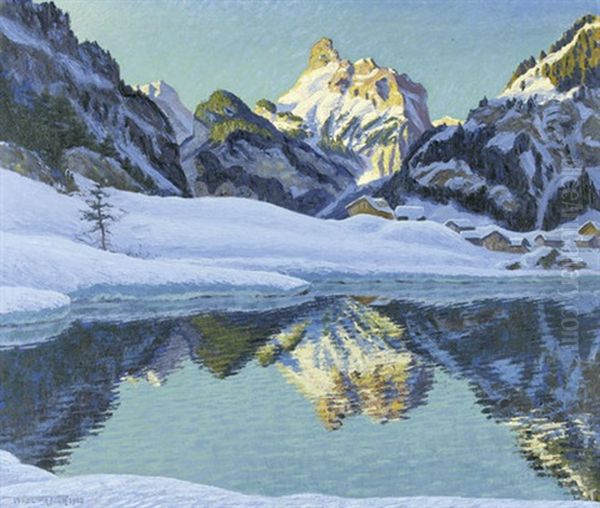 Wintermorgen Bei Kandersteg Oil Painting by Waldemar Theophil Fink