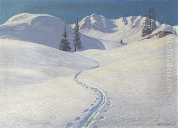 Winterliche Ansicht Bei Adelboden Oil Painting by Waldemar Theophil Fink