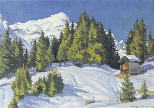 Wintertag Bei Wengen Oil Painting by Waldemar Theophil Fink