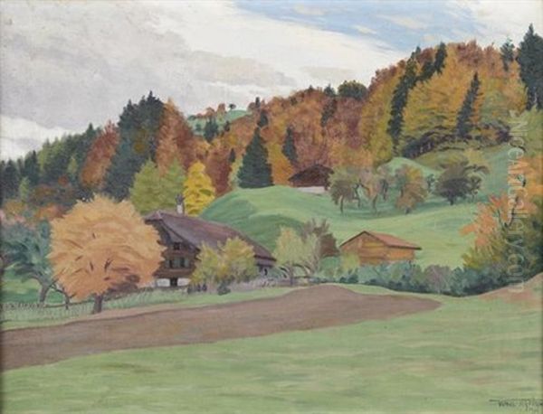 Herbst Bei Reichenbach (kandertal) Oil Painting by Waldemar Theophil Fink