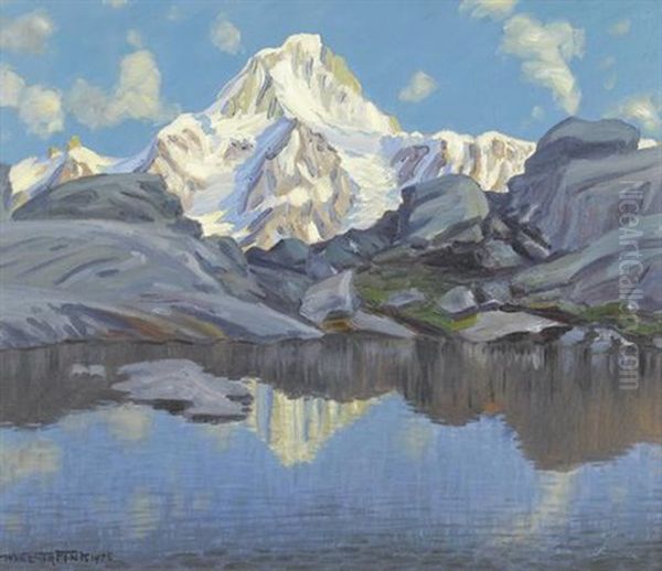 Bietschhorn Mit Bergsee Oil Painting by Waldemar Theophil Fink