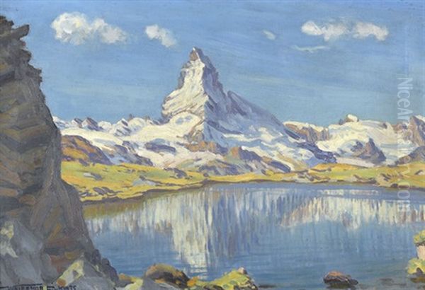 Am Stellisee Mit Matterhorn Oil Painting by Waldemar Theophil Fink