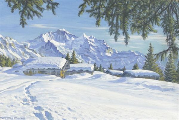 Sonniger Wintertag Oil Painting by Waldemar Theophil Fink