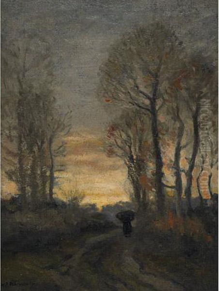 Walking Down The Pathway Oil Painting by William Edwin Atkinson