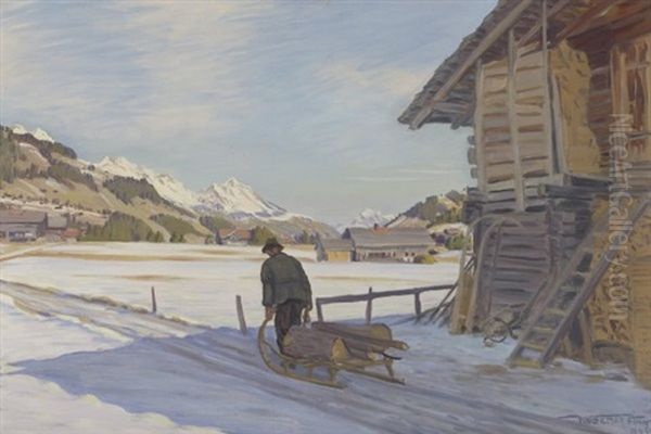 Marztag Bei Adelboden Oil Painting by Waldemar Theophil Fink