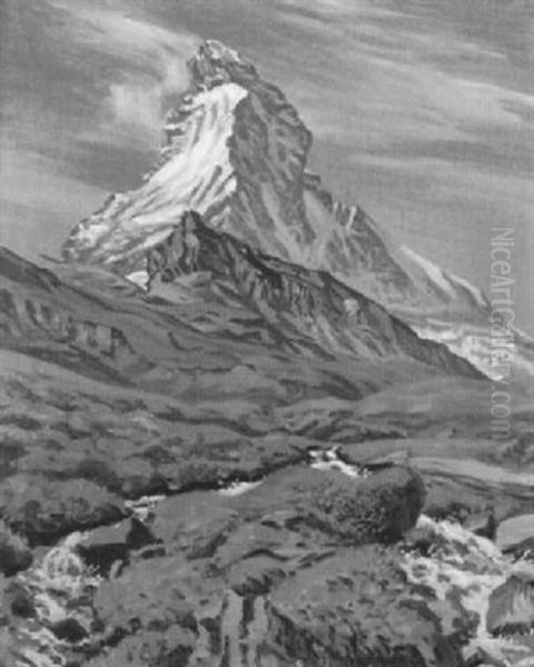 Matterhorn Mit Bergbach Oil Painting by Waldemar Theophil Fink