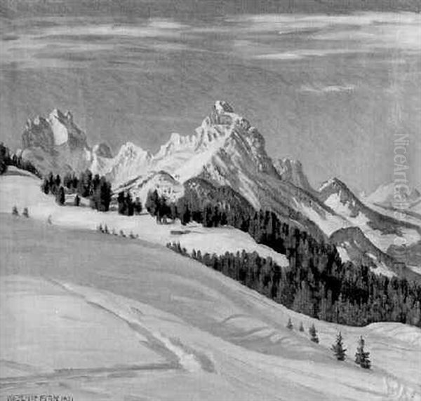 Bietschhorn Oil Painting by Waldemar Theophil Fink