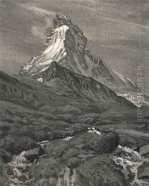 Matterhorn Mit Bergbach Oil Painting by Waldemar Theophil Fink