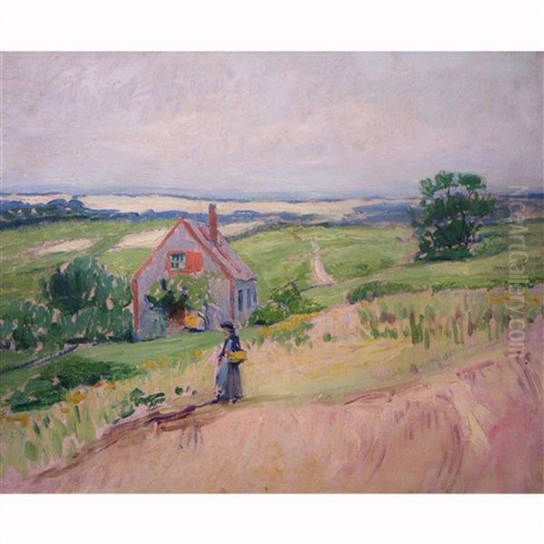 Cottage By The Shore, Cape Cod Oil Painting by Augusta Finkelnburg