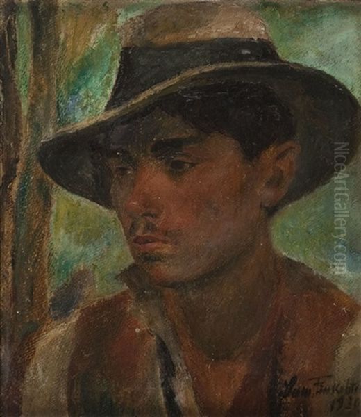 Portret Mezczyzny W Kapeluszu Oil Painting by Samuel Finkelstein