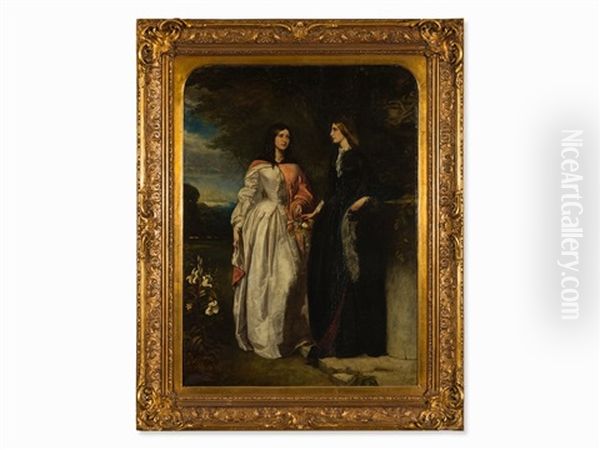 Marian And Emily Oil Painting by Kirkman John Finlay