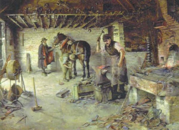 The Blacksmith Oil Painting by Herbert John Finn