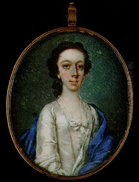 A Lady Wearing A White Dress And Matching Underslip Oil Painting by Samuel Finney