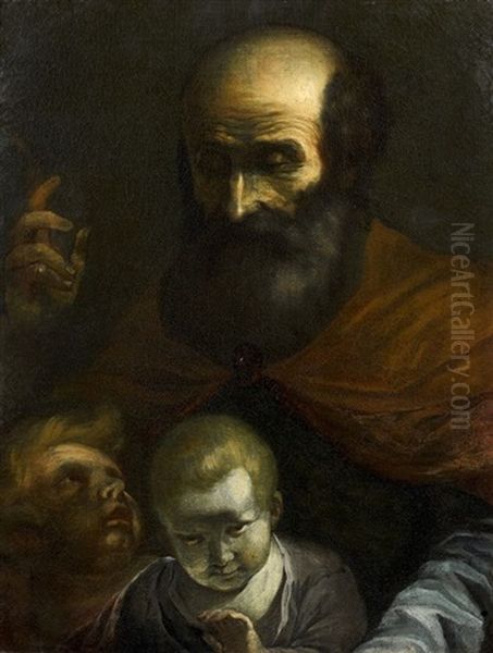 Saint Jacques Montrant La Verite A Deux Jeunes Enfants Oil Painting by Paolo Domenico Finoglia