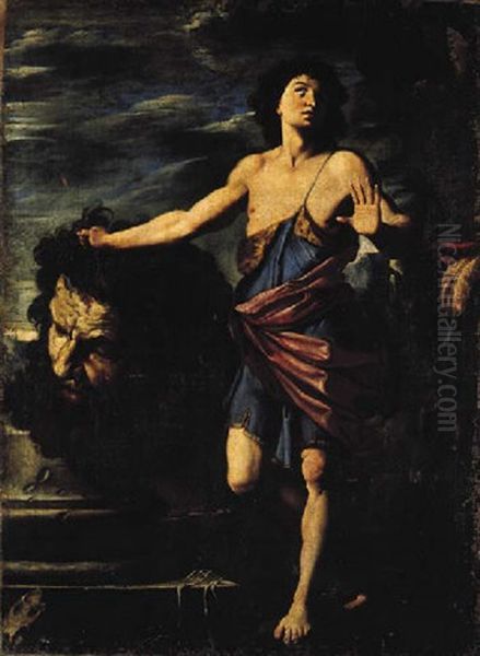 The Triumph Of David Over Goliath Oil Painting by Paolo Domenico Finoglia