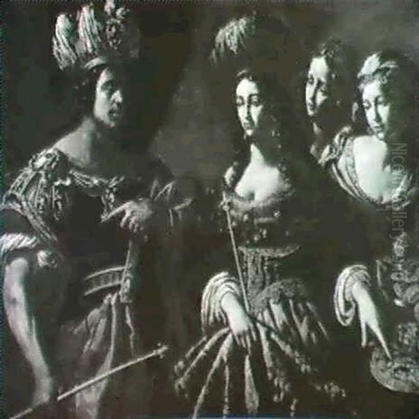 La Regina Di Saba Reca I Doni A Salomone Oil Painting by Paolo Domenico Finoglia