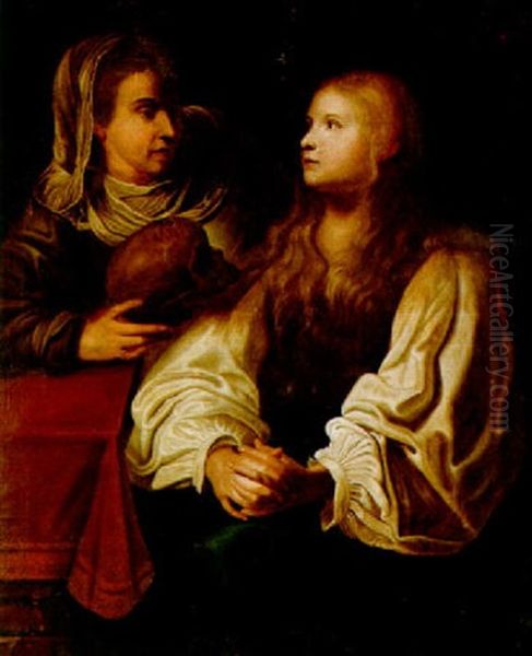 Martha Showing The Vanities Of The World To Mary Magdalene Oil Painting by Louis (Ludovico) Finson