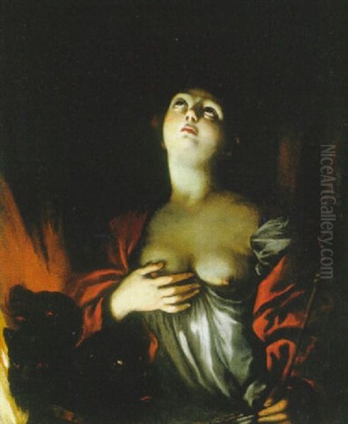 Sainte Marguerite De Cortone Oil Painting by Louis (Ludovico) Finson