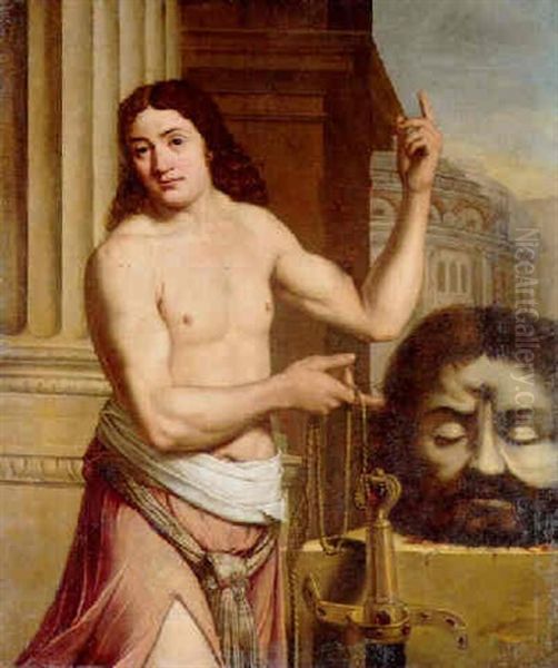 David With The Head Of Goliath Oil Painting by Louis (Ludovico) Finson