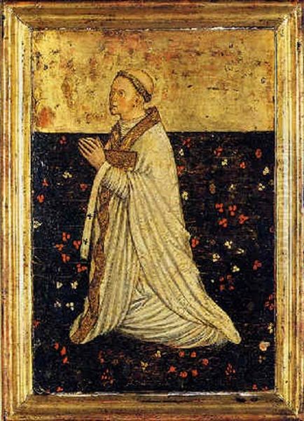 Vescovo In Preghiera Oil Painting by Jacobello Del Fiore