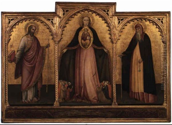 The Madonna Of Mercy With St. James And St. Anthony Abbott Oil Painting by Jacobello Del Fiore