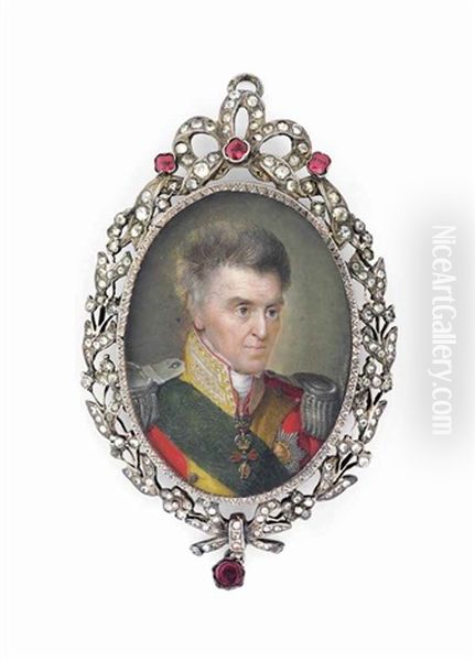 Anton (1755-1836), King Of Saxony, In Red Coat With Gold Facings And Gold-embroidered Collar, Silver Epaulettes Oil Painting by Jeremias David Alexander Fiorino