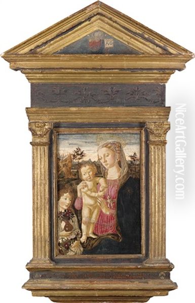 Madonna Mit Kind Und Dem Johannesknaben In Einer Landschaft Oil Painting by Biago d'Antonio da Firenze