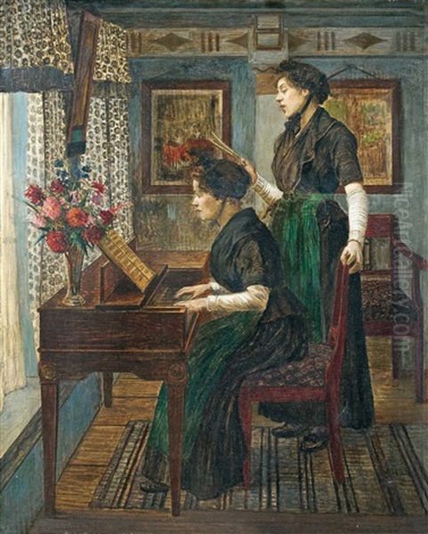 At The Piano Oil Painting by Walter Firle