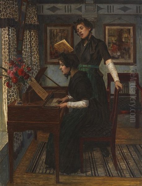 Die Musikstunde Oil Painting by Walter Firle