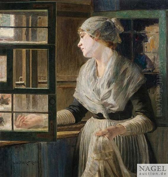 Junge Frau Am Fenster Oil Painting by Walter Firle