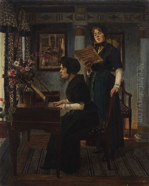 The Singing Lesson Oil Painting by Walter Firle