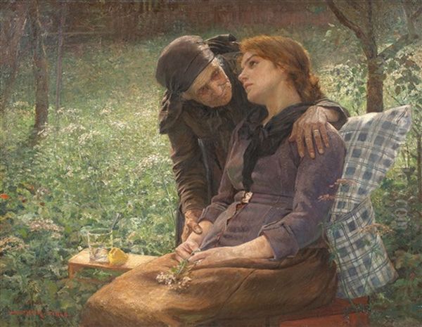 Junge Und Alte Frau Oil Painting by Walter Firle