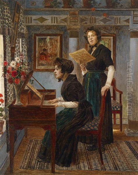 Die Gesangsstunde Oil Painting by Walter Firle