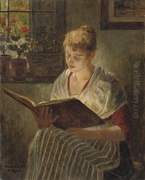 Reading By The Window Oil Painting by Walter Firle