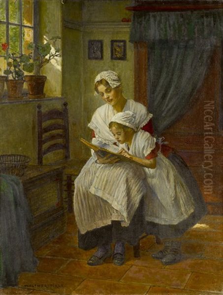 Das Vorlesen Oil Painting by Walter Firle