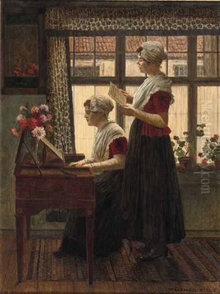 A Musical Moment Oil Painting by Walter Firle