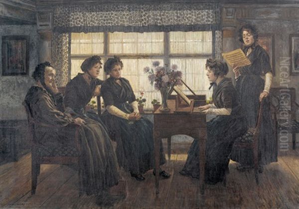 Frauen Beim Hauskonzert Oil Painting by Walter Firle